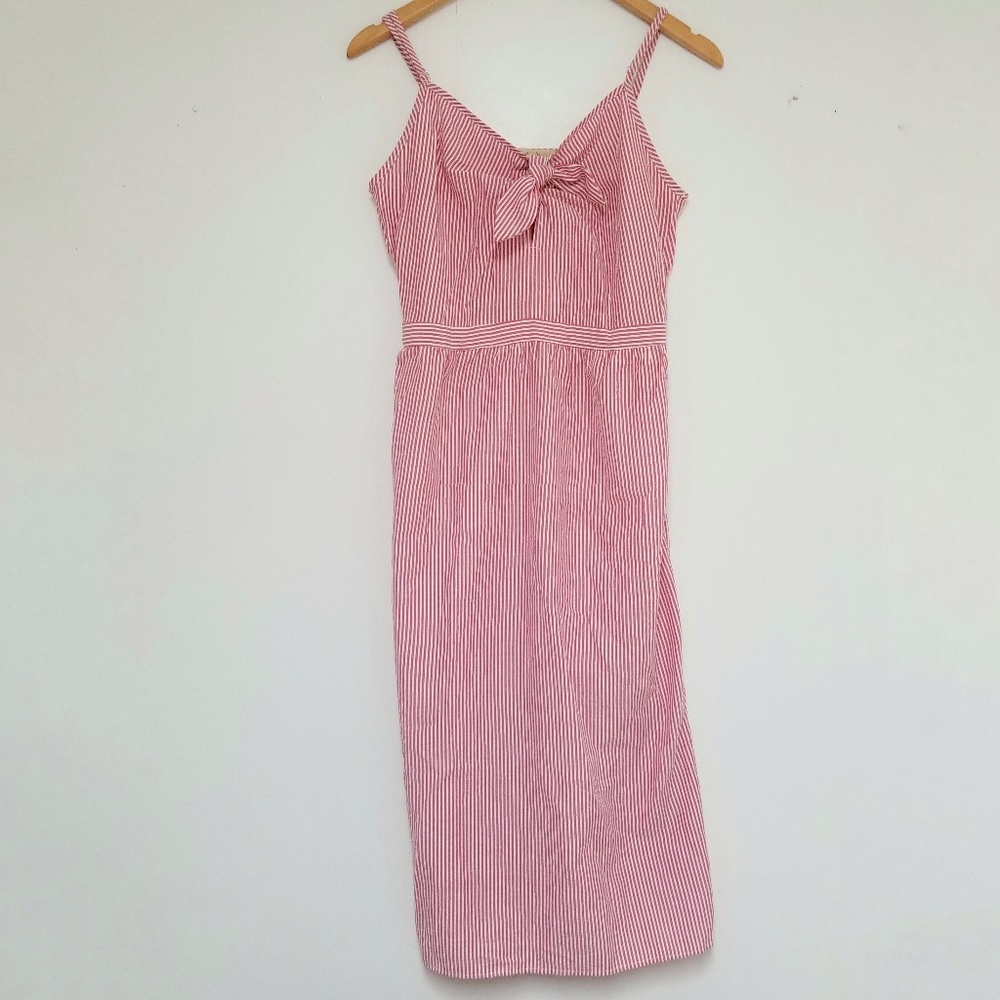 Love notes red candy stripe tie knot sundress